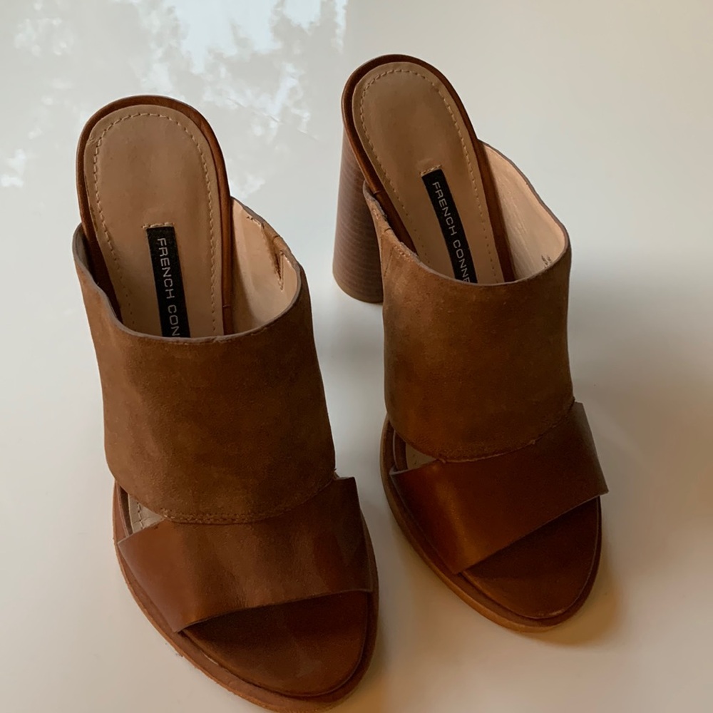 French connection Mule heels size 5.5. Brown